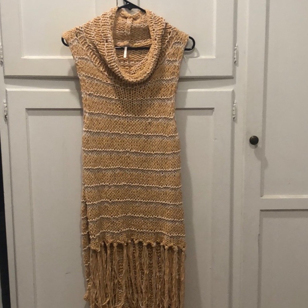 Free People Cowl Neck Sweater Dress - Mustard